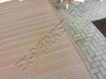 Монтаж террасной доски Декрон (цвет коричневый) на лаги, и монтаж цельнолитой ступени Декрон